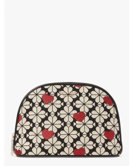 Fashion 4 - spade flower jacquard hearts large dome cosmetic case