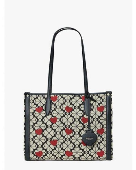 Fashion 4 - spade flower jacquard hearts market medium tote