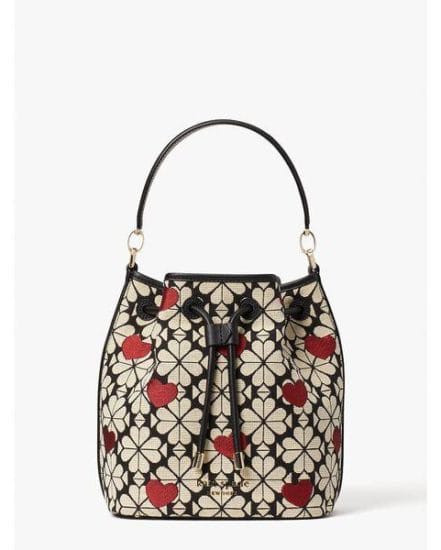 Fashion 4 - spade flower jacquard hearts medium bucket bag