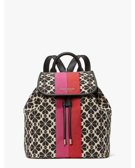 Fashion 4 - spade flower jacquard stripe sinch medium flap backpack