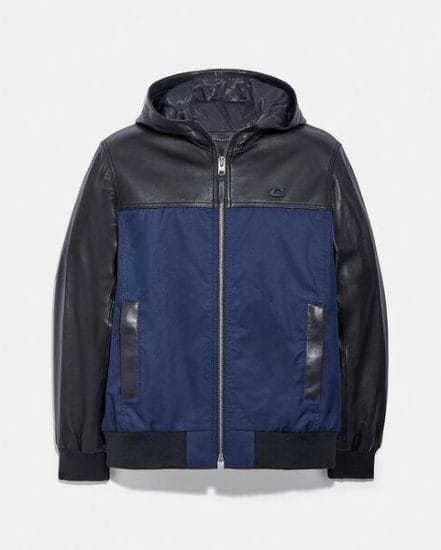 Fashion 4 Coach Pieced Leather Hoodie