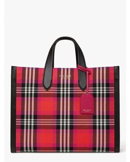 Fashion 4 - manhattan foliage plaid large tote