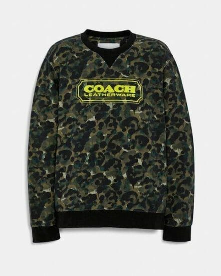 Fashion 4 Coach Camo Print Crewneck In Organic Cotton