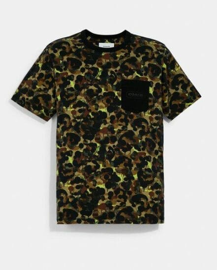 Fashion 4 Coach Camo Print Pocket T-Shirt In Organic Cotton