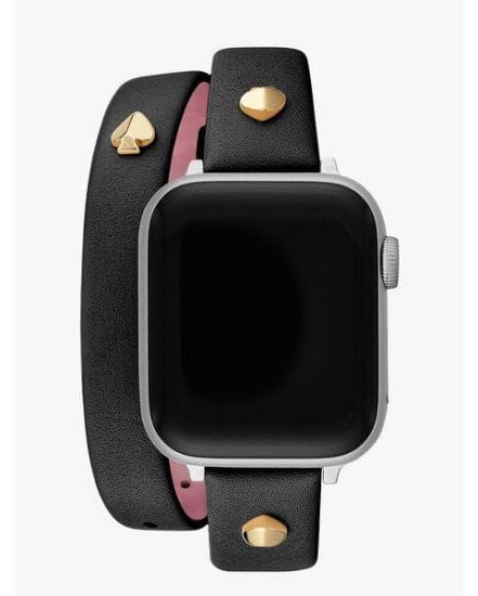 Fashion 4 - black double-wrap leather 38/40mm band for apple watch®