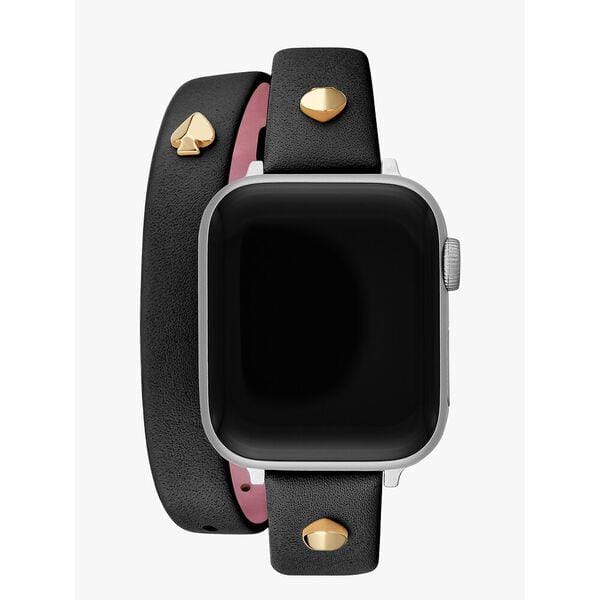 Fashion 4 - black double-wrap leather 38/40mm band for apple watch®