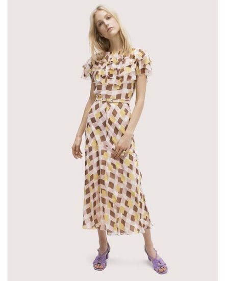 Fashion 4 - geo square silk ruffle dress