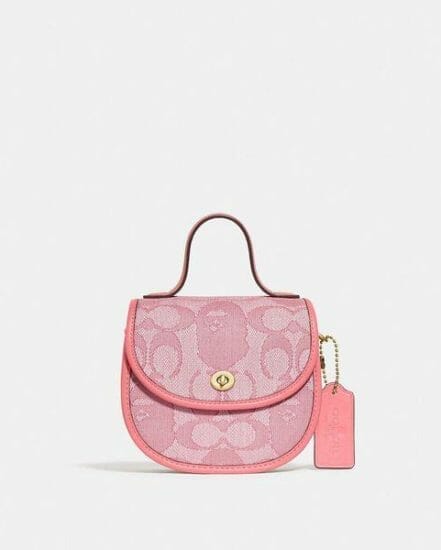 Fashion 4 Coach BAPE x Coach Mini Top Handle Saddle Bag In Signature Jacquard