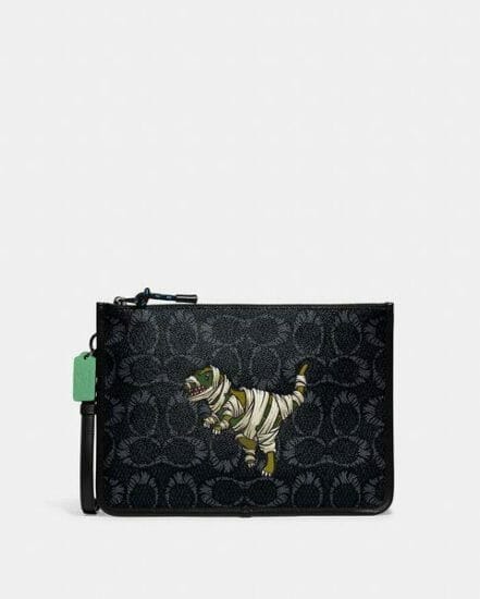 Fashion 4 Coach Coach x Michael B. Jordan Charter Pouch In Mummified Signature Canvas With Rexy
