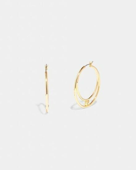 Fashion 4 Coach Signature Double Hoop Earrings