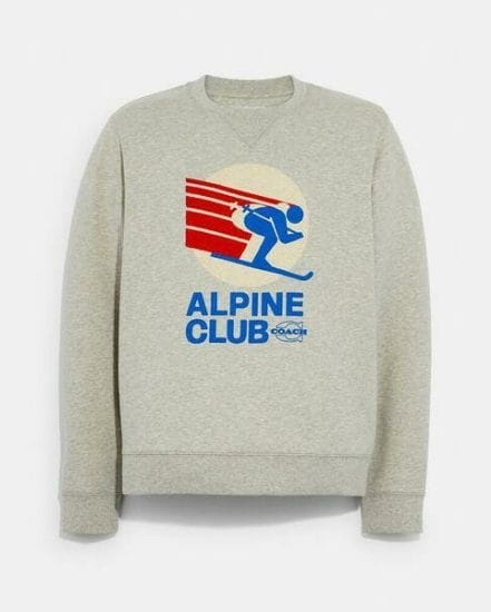 Fashion 4 Coach Ski Alpine Club Graphic Crewneck Sweatshirt In Organic Cotton