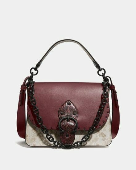 Fashion 4 Coach Beat Shoulder Bag With Horse And Carriage Print And Snakeskin Detail