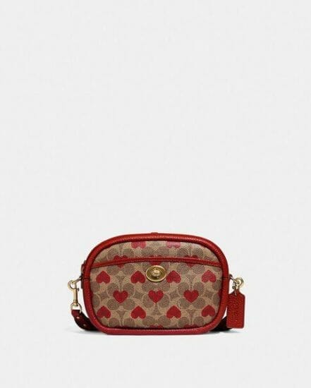 Fashion 4 Coach Camera Bag In Signature Canvas With Heart Print