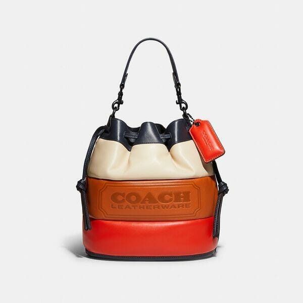 Fashion 4 Coach Field Bucket Bag With Colorblock Quilting And Coach Badge