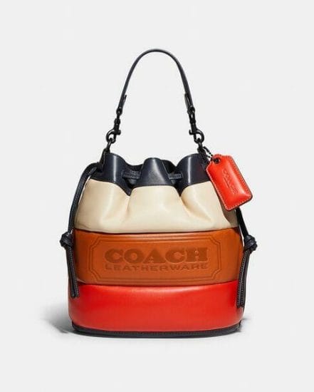 Fashion 4 Coach Field Bucket Bag With Colorblock Quilting And Coach Badge