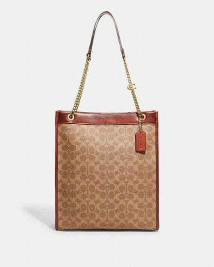 Fashion 4 Coach Chain Cashin Tote In Signature Canvas
