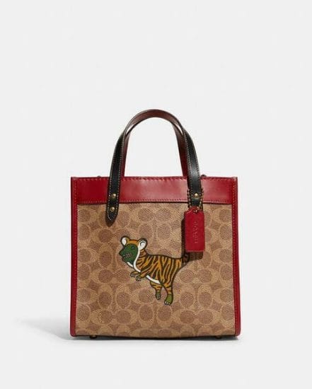 Fashion 4 Coach Lunar New Year Field Tote 22 In Signature Canvas With Tiger Rexy