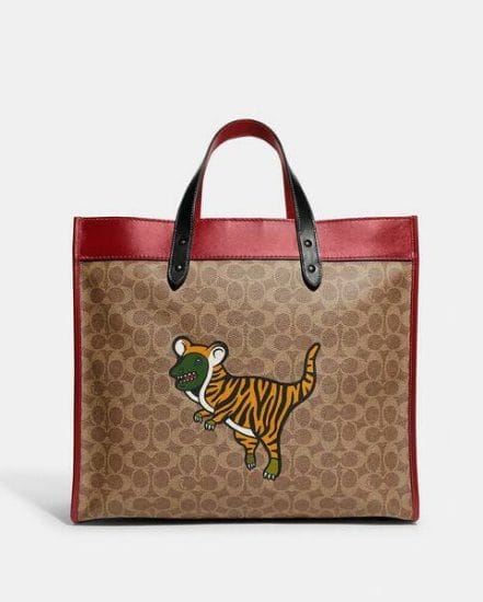 Fashion 4 Coach Lunar New Year Field Tote 40 In Signature Canvas With Tiger Rexy