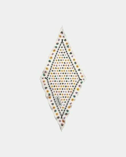 Fashion 4 Coach Painted Tea Rose Floral Print Silk Diamond Scarf