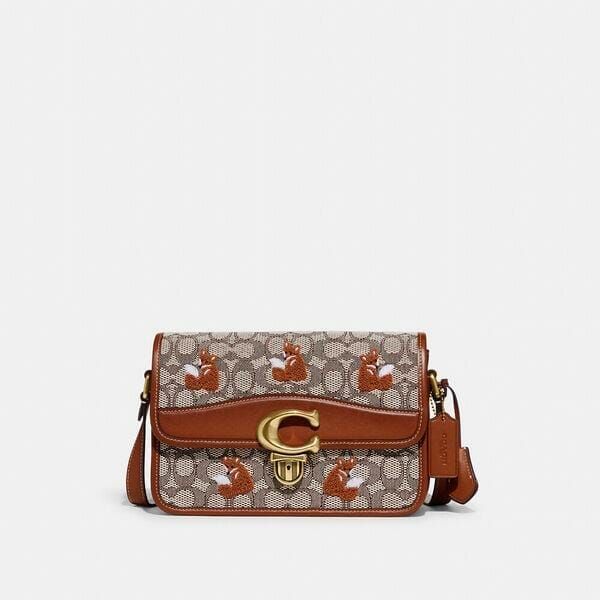 Fashion 4 Coach Studio Shoulder Bag In Signature Jacquard With Fox Motif