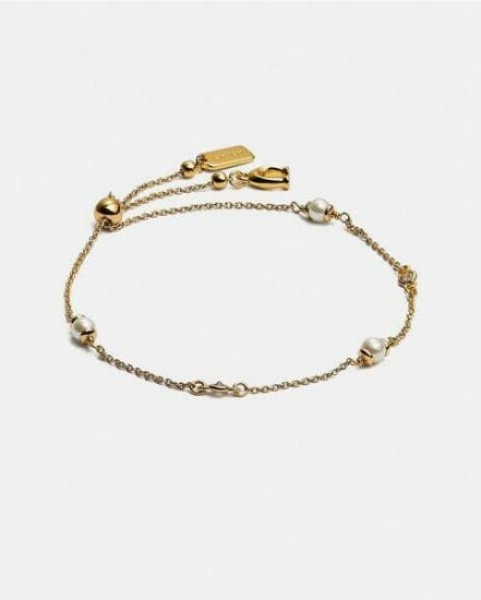 Fashion 4 Coach Classic Crystal Pearl Slider Bracelet