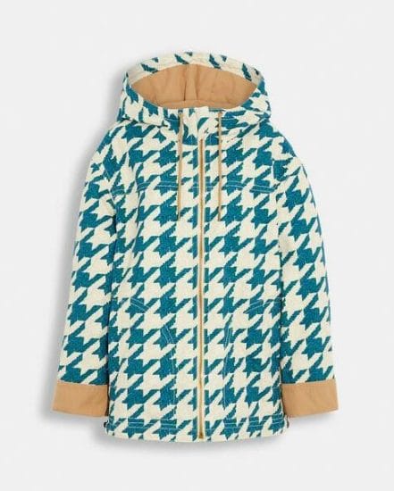 Fashion 4 Coach Houndstooth Hooded Jacket In Organic Cotton