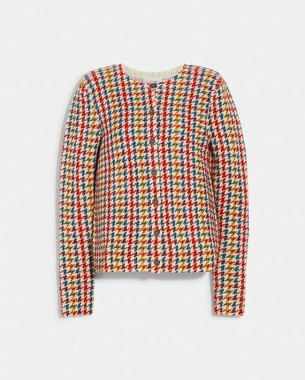 Fashion 4 Coach Printed Tweed Crewneck Cardigan