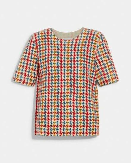 Fashion 4 Coach Printed Tweed Shortsleeve Sweater