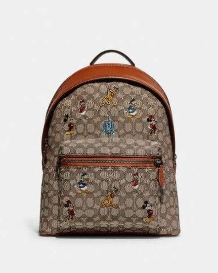 Fashion 4 Coach Disney x Coach Charter Backpack In Signature Textile Jacquard With Mickey Mouse And Friends Embroidery