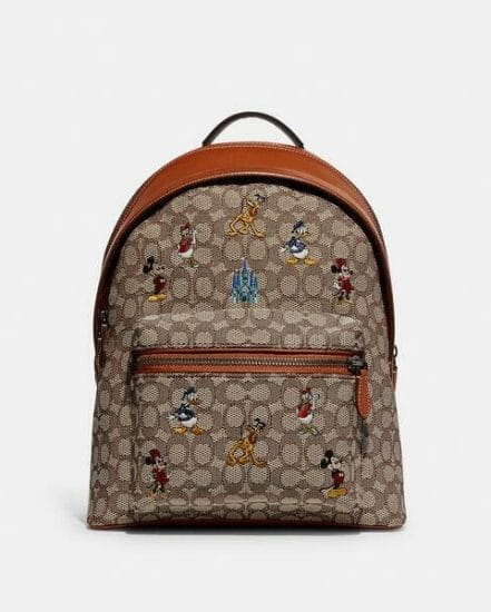 Fashion 4 Coach Disney x Coach Charter Backpack In Signature Textile Jacquard With Mickey Mouse And Friends Embroidery