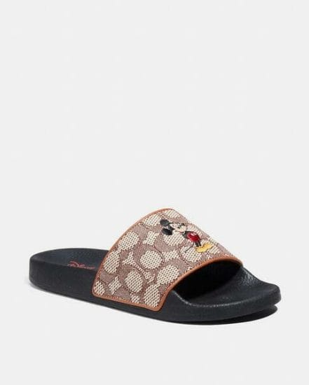 Fashion 4 Coach Disney x Coach Sport Slide In Signature Textile Jacquard With Mickey Mouse Embroidery