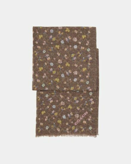 Fashion 4 Coach Watercolor Floral Print Signature Oblong Scarf