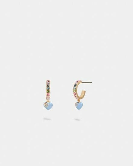 Fashion 4 Coach Enamel Signature Heart Huggie Earrings