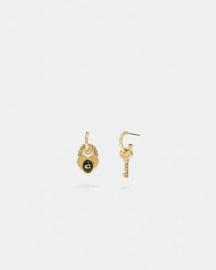Fashion 4 Coach Heart Padlock And Key Earrings