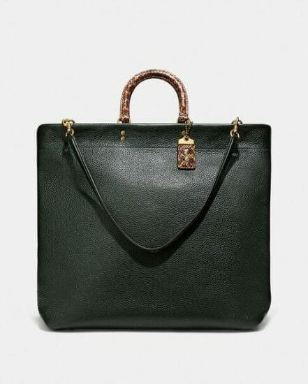 Fashion 4 Coach Rogue Tote In Natural Pebble Leather With Snakeskin Detail