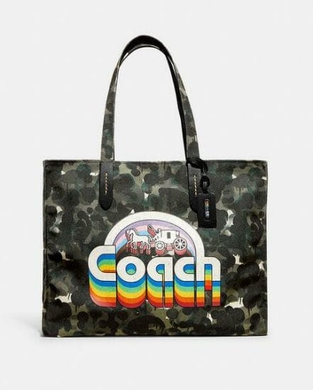 Fashion 4 Coach 100 Percent Recycled Canvas Tote 42 With Camo Print And Rainbow Horse And Carriage