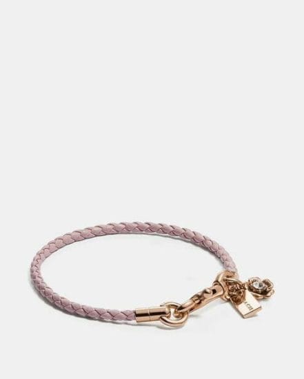 Fashion 4 Coach Braided Friendship Bracelet With Tea Rose Charm