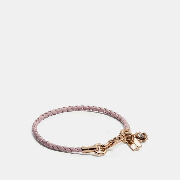 Fashion 4 Coach Braided Friendship Bracelet With Tea Rose Charm