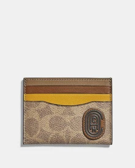 Fashion 4 Coach Card Case In Colorblock Signature Canvas With Coach Patch