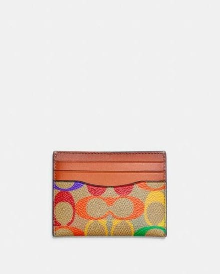 Fashion 4 Coach Card Case In Rainbow Signature Canvas