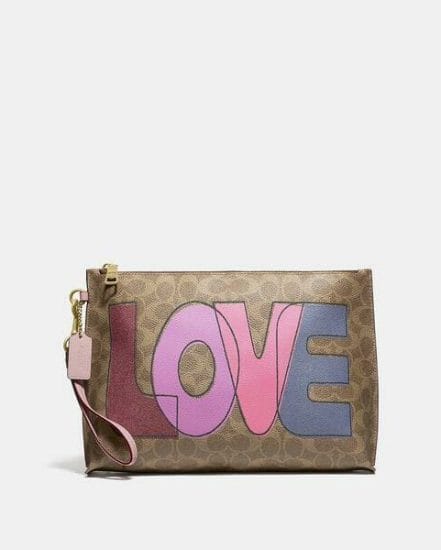 Fashion 4 Coach Charlie Pouch In Signature Canvas With Love Print