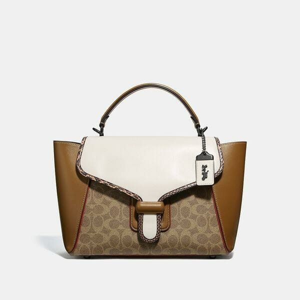 Fashion 4 Coach Courier Carryall In Colorblock Signature Canvas With Snakeskin Detail
