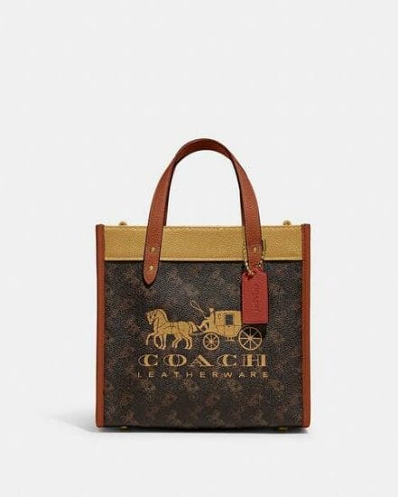 Fashion 4 Coach Field Tote 22 With Horse And Carriage Print And Carriage Badge
