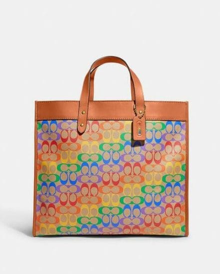 Fashion 4 Coach Field Tote 40 In Rainbow Signature Canvas