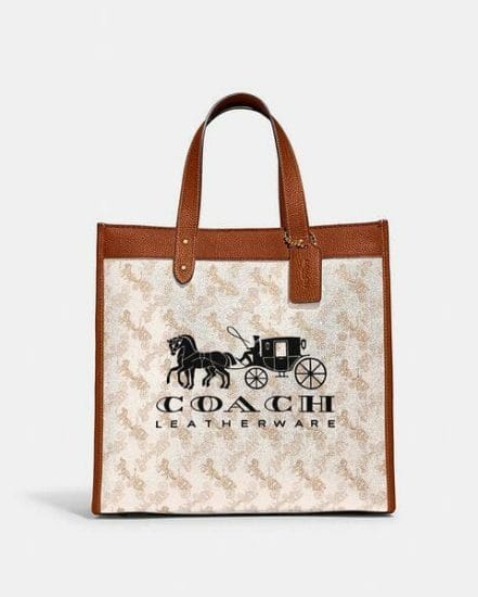 Fashion 4 Coach Field Tote With Horse And Carriage Print And Carriage Badge