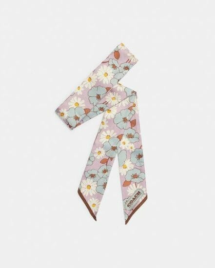 Fashion 4 Coach Floral Print Silk Skinny Scarf
