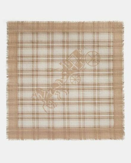Fashion 4 Coach Horse And Carriage Plaid Print Oversized Square Scarf