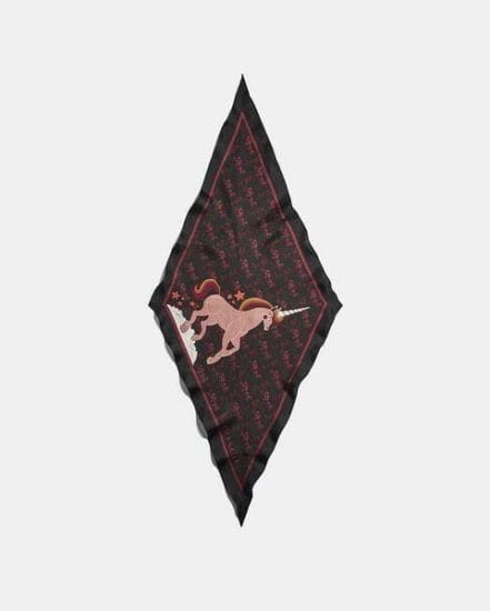 Fashion 4 Coach Horse And Carriage Unicorn Print Silk Diamond Scarf