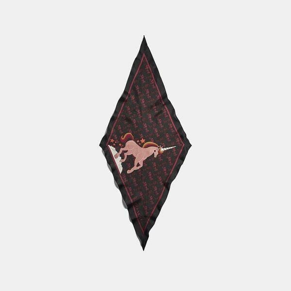 Fashion 4 Coach Horse And Carriage Unicorn Print Silk Diamond Scarf