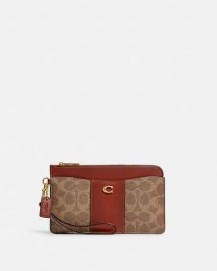 Fashion 4 Coach L-Zip Wristlet In Signature Canvas